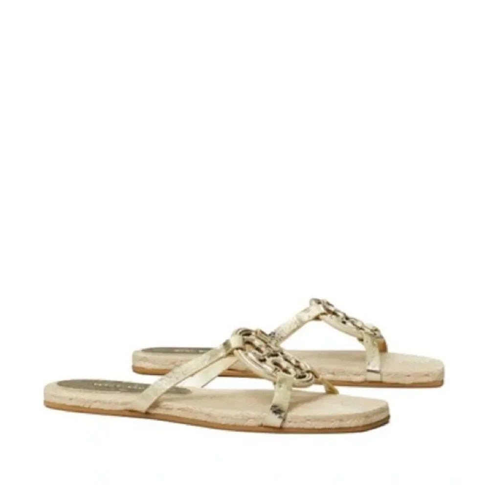 TORY BURCH bombe miller espadrille slide in gold size 10